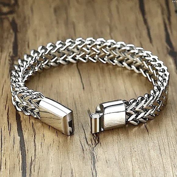 Stainless Steel Cuban Chain Magnetic Closure Hip Hop Bracelet - Picture 2 of 14